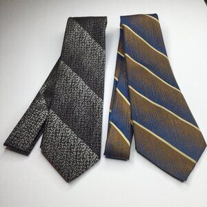 Vintage Wemlon Wembley Mens Polyester Ties Lot of 2 Textured Grandpa Office